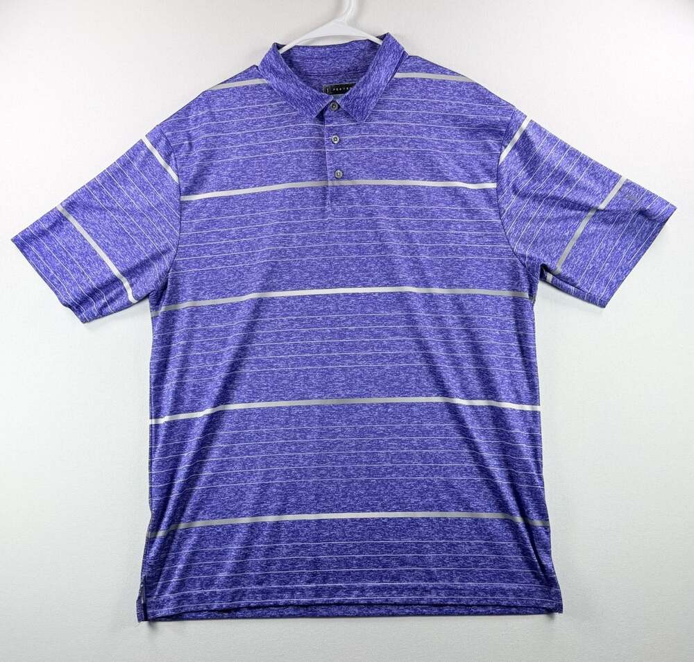 PGA Tour Golf Men’s Polo Shirt Purple Striped Short Sleeve Size XL